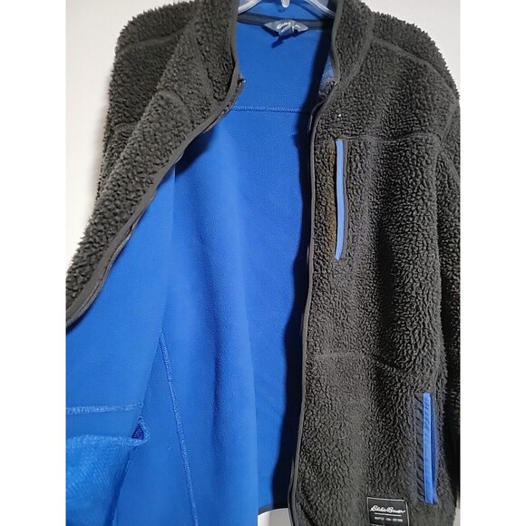 Eddie Bauer Chilali Faux Shearling Sherpa Jacket Mens Size XLG Carbon Gray Blue - Picture 6 of 8